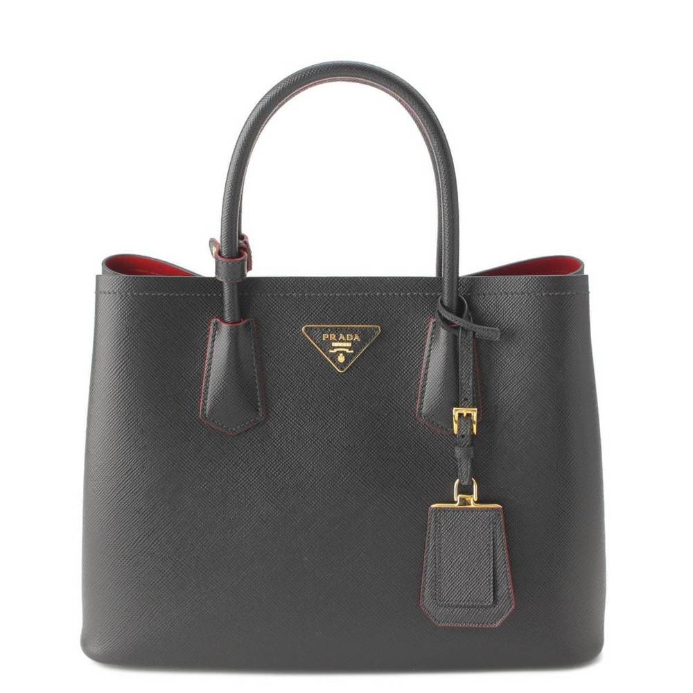 Prada Saffiano Cuir Dubre 2way Handbag Black